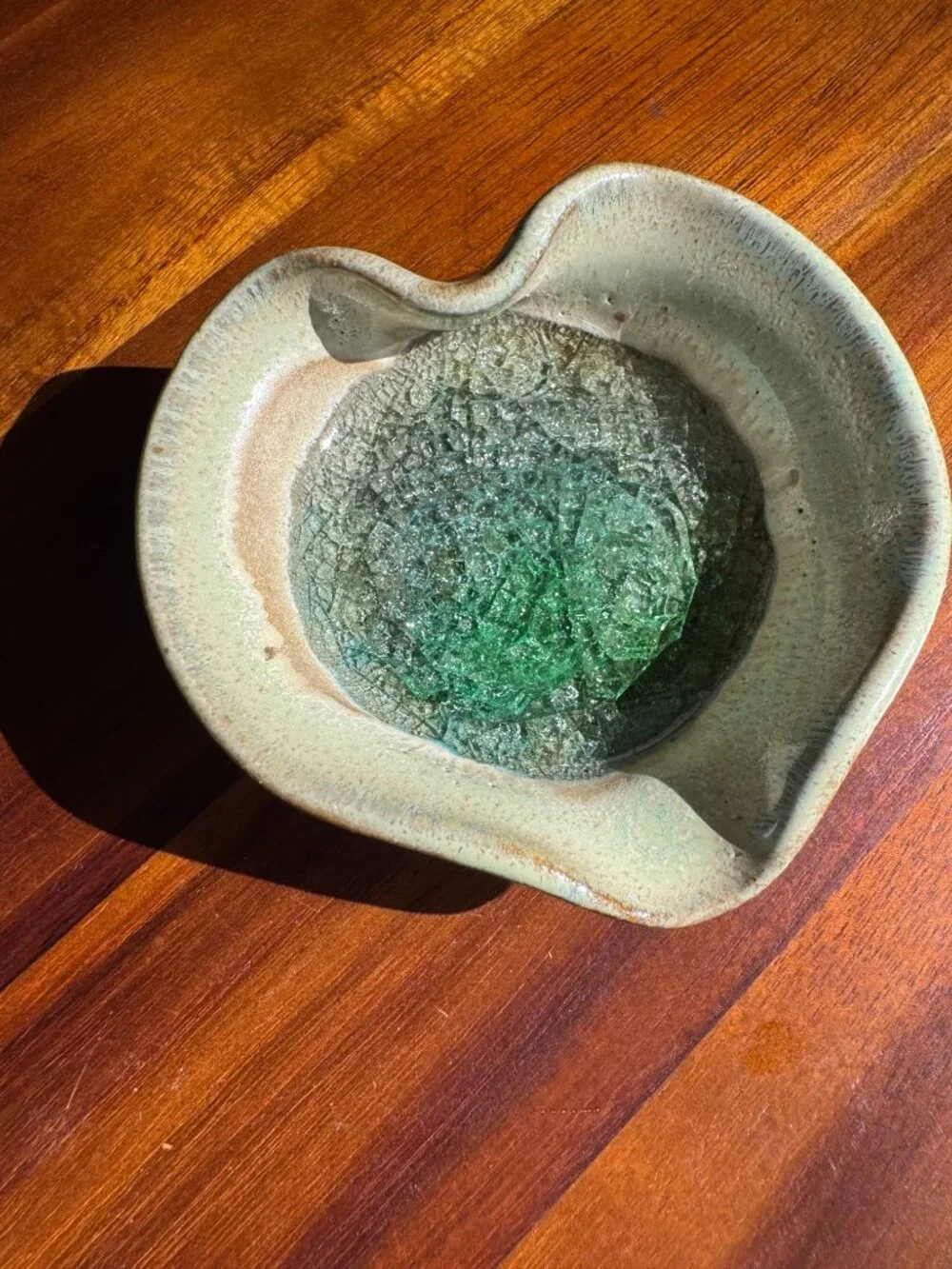 Down To Earth Handmade Pottery Recycled Crackle Glass Trinket Dishes